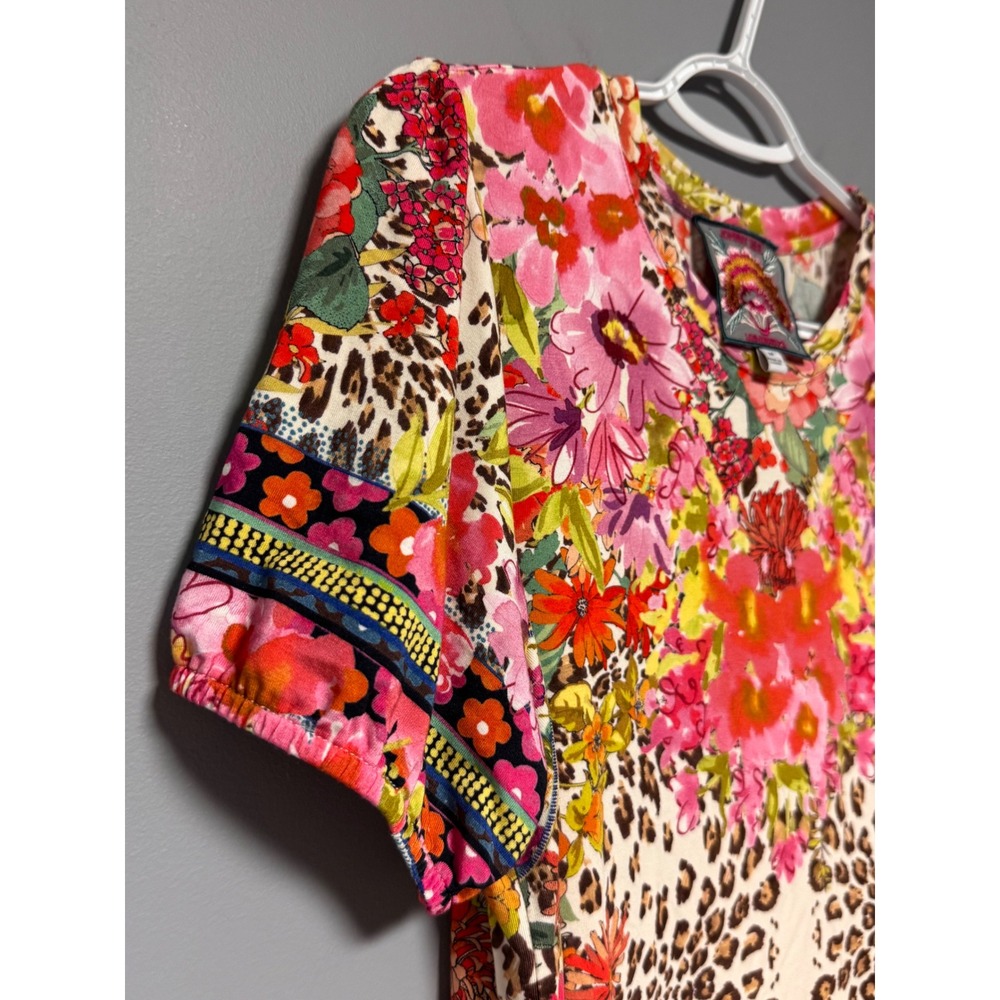 Johnny Was Wild Garden Short Sleeve Bamboo Viscose Top T15122-4 Size Med Leopard - Picture 3 of 7